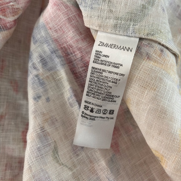 NWOT Zimmermann Wonderland Floral-print Linen Shirt Dress - Picture 9 of 10